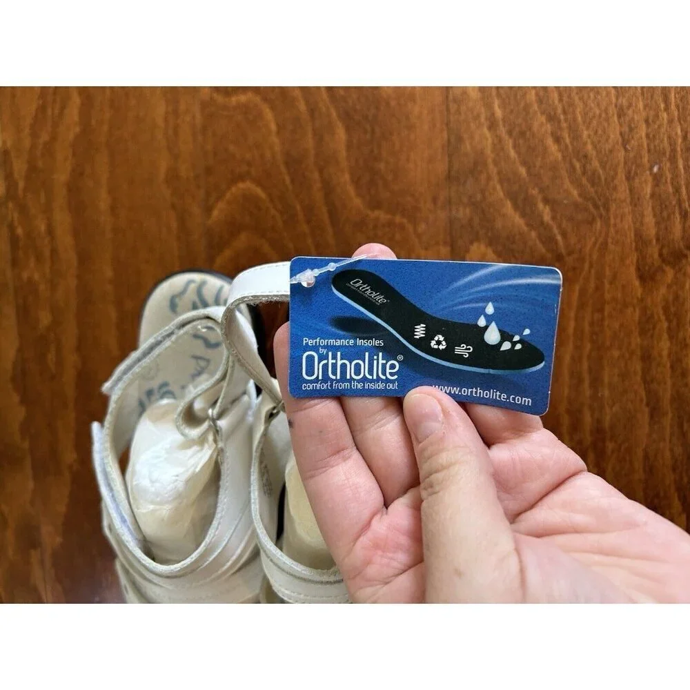 Propet Women's 6‎ M Aurora Wedge Sandal White Open Adjustable NEW Leather